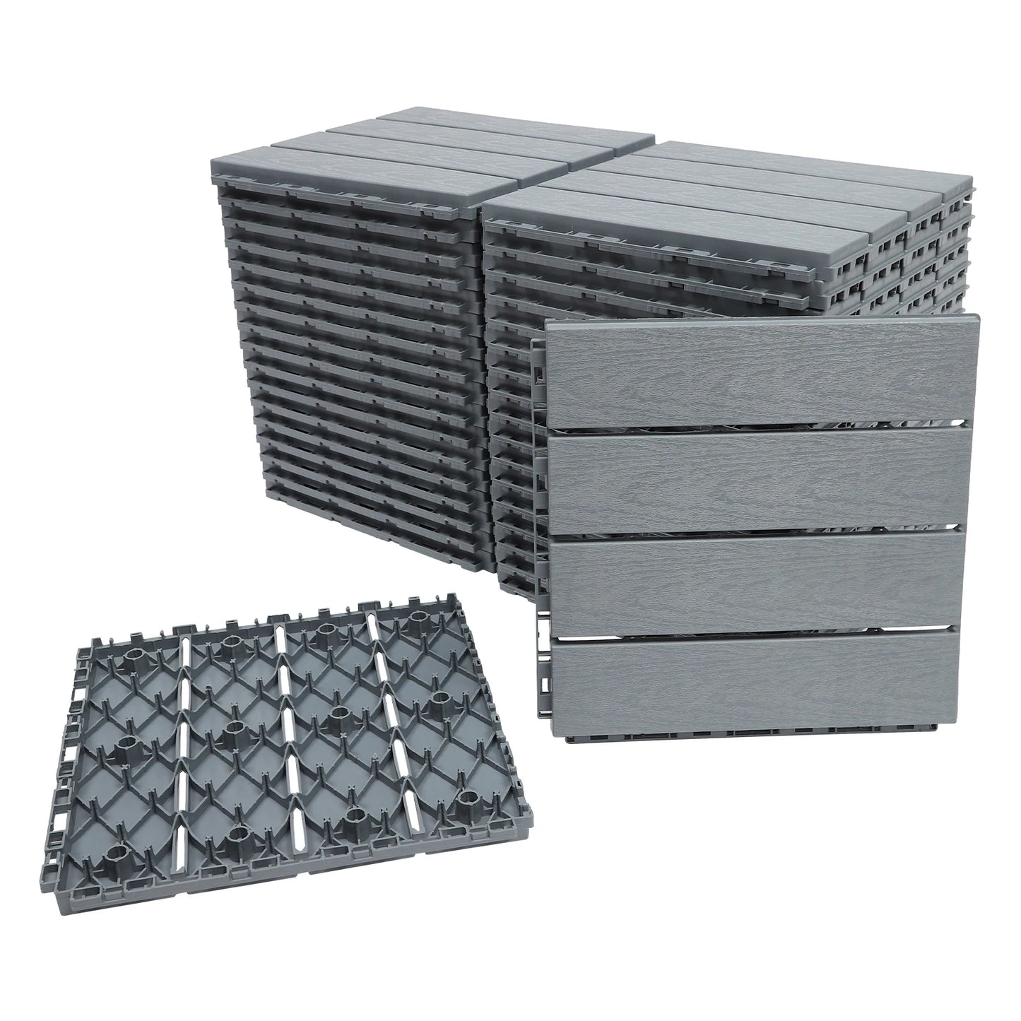 12"x12" Interlocking Deck Tiles for Outdoor  Waterproof Flooring Anti-Slip Tiles for Balcony/Garden/Porch Snap Lock