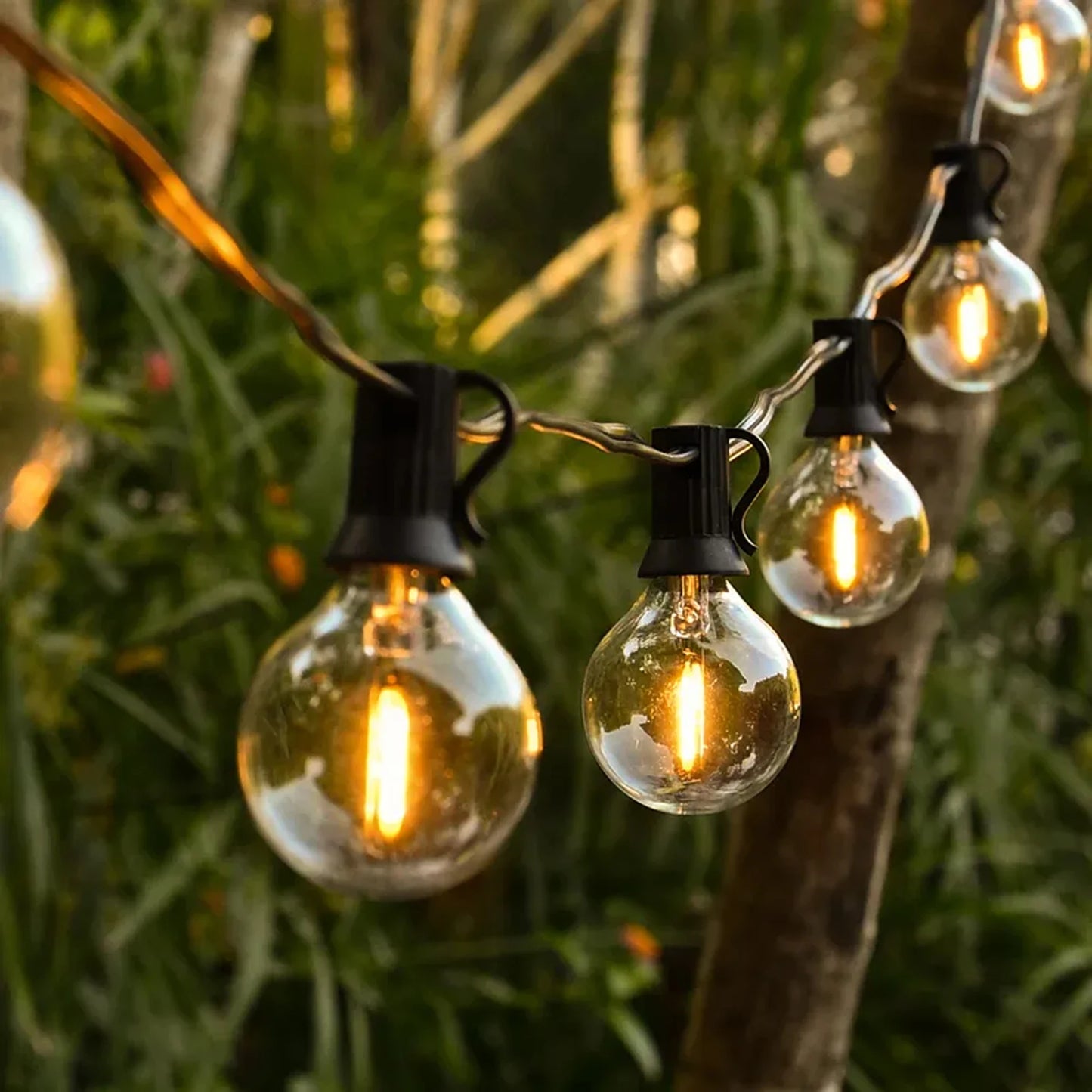 10 Feet Outdoor String Lights, G40 Spherical Led Garden Lights, 5 Edison Old-Fashioned Bulbs, Ip44 Grade Waterproof, Weather-Resistant Materials, Can Be Connected, Outdoor Decoration for Courtyard Porch and Small Restaurants, Christmas, Halloween, New Yea