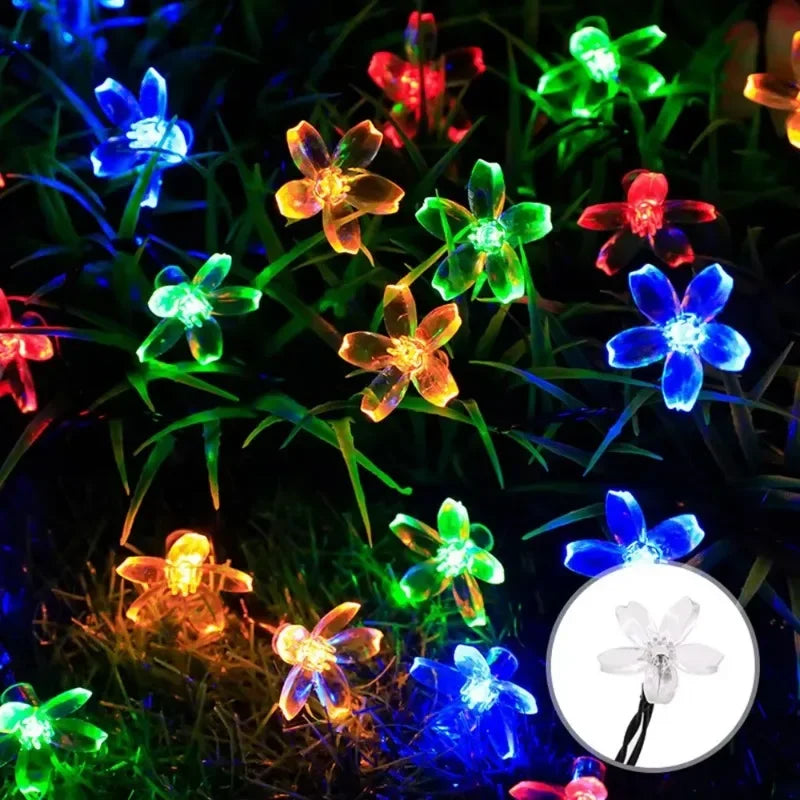 LED Solar Cherry Blossom Light String Decor Garden Summer Holiday Garland Fairy Light Wedding Party Decoration Outdoor Lamp