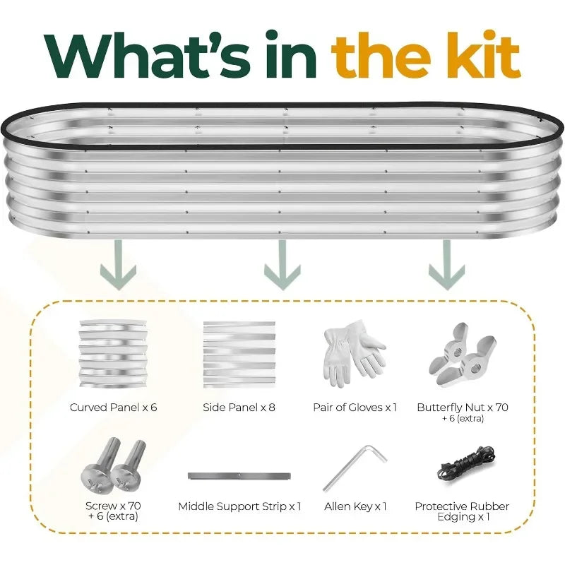 2 Pack Galvanized Raised Garden Bed, 6ft x 2ft Lightweight Planter Boxes Outdoor with Easy Assembly